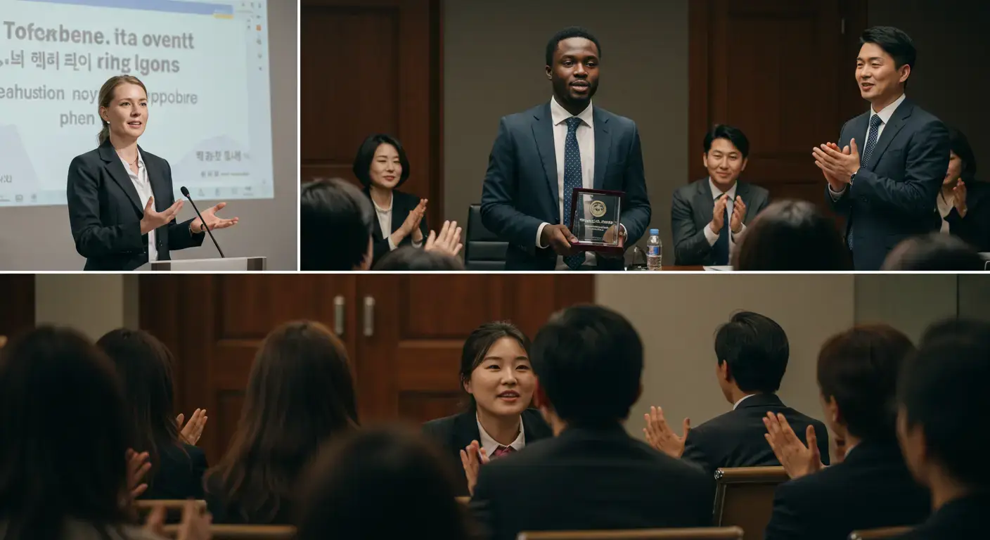 한국에서 성공한 다양한 국적의 외국인들이 함께 모여 있는 모습