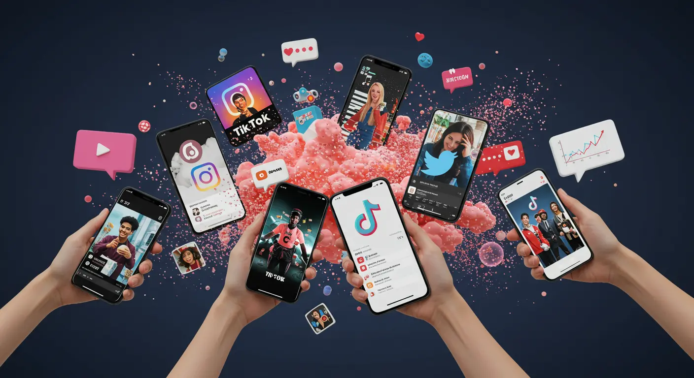 Screenshots von KPop Demon Hunters-bezogenen Inhalten, die auf TikTok, Twitter und Instagram viral gehen, mit Reaktionen von Nutzern in verschiedenen Ländern