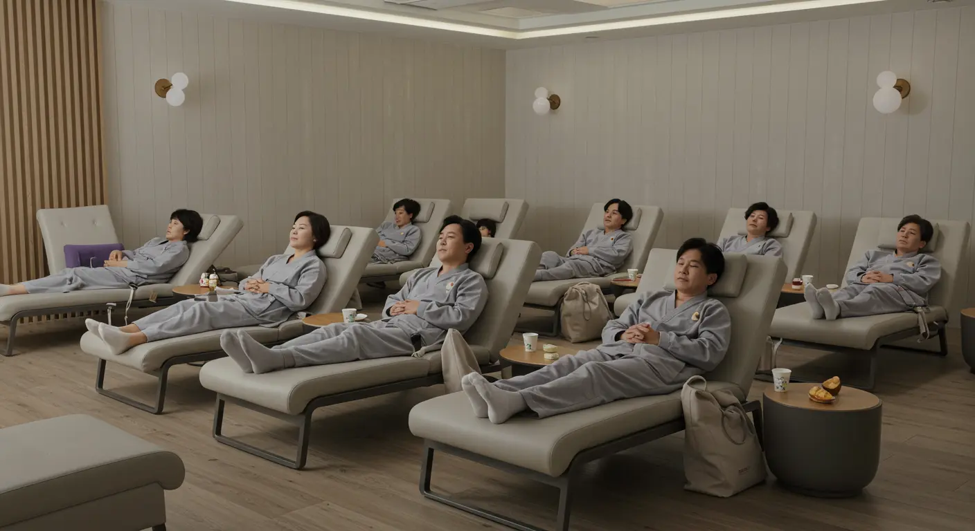 Jjimjilbang common room - a mixed-use area for families to relax together