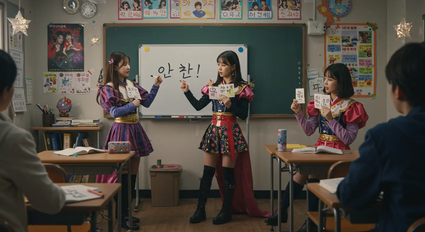 Imagem mostrando o aprendizado de coreano usando a animação K-Pop Demon Hunters.