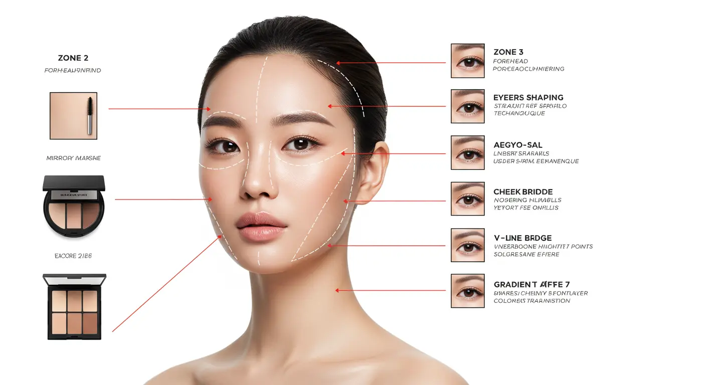 K-Face 메이크업을 위한 하이라이팅과 컨투어링 위치 가이드
