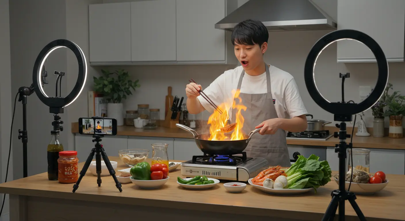 일본 유튜버가 이태원 클라쓰 짬뽕탕을 만들고 있는 모습