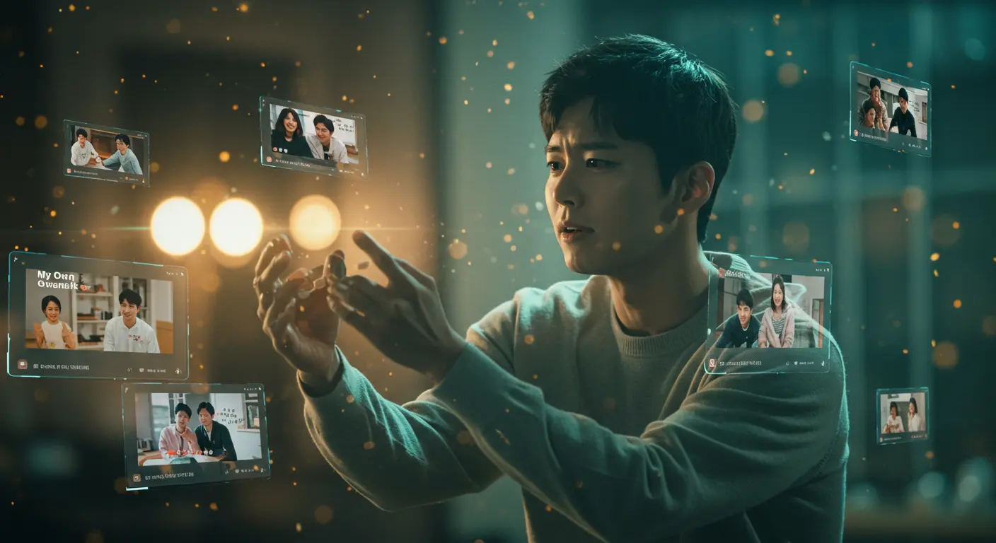 Imagem mostrando a expansão global do meme “Gwansik-ness”, inspirado no personagem Gwansik do drama da Netflix My Sweet Mobster, com casais de várias nacionalidades recriando seus gestos carinhosos.