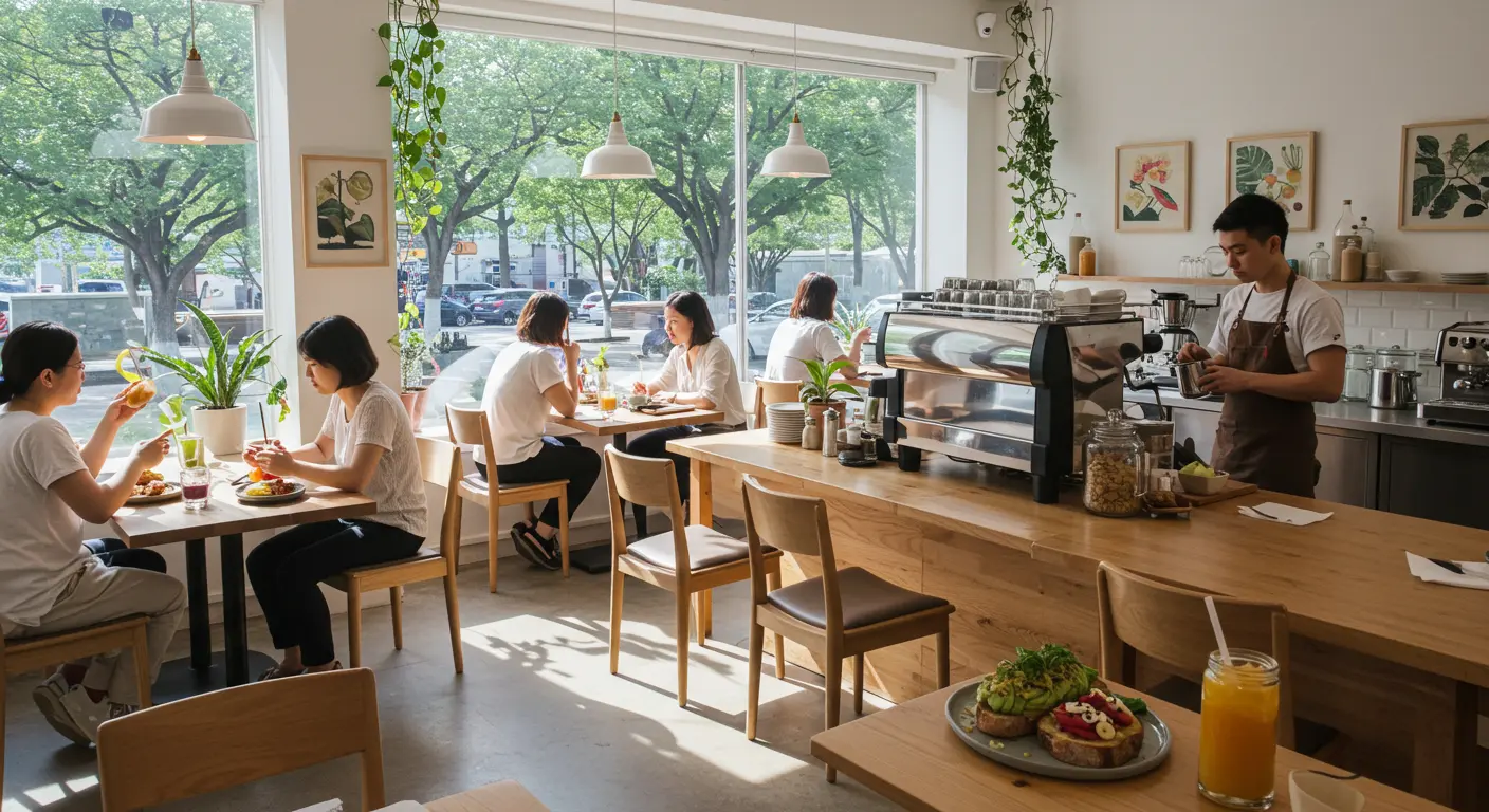 Yeonnam-dong Emotion Cafe Bright and airy brunch spot - floor-to-ceiling windows and natural light