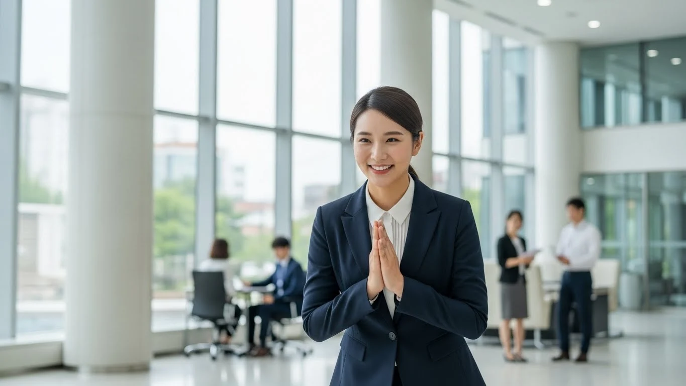 K-드라마 속 다양한 인사 장면을 보여주는 이미지